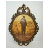 Farmer in a Field Oval Ornate Metal Picture Frame