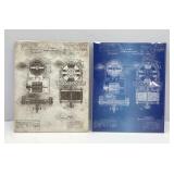 Tesla Motor Patent Art #115 Blue and Vintage Print