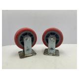 Pair of Rigid Caster Plate Mount Wheels 6"x2"
