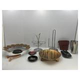 Miscellaneous Lot of Metal Decor: Butter Dish,