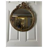 Round Hanging Mirror with Gold Trim 20x24'