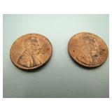 Two 1996 Pennies with the Masonic Square and