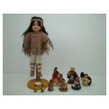 Lot of Native American/Indian Figurines and Doll