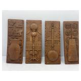 Set of 4 Wall Plaques 1970s Burwood Products Co.