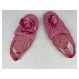 Hand Crochet Pink Slippers Heel to Toe 7"