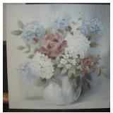 Blue Pink and White Floral Picture 35x35 inches
