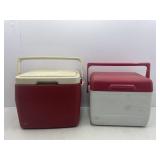 Red and White Small Coolers: Coleman & Rubbermaid