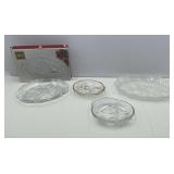Clear Serving Dishes with Winter Scenes