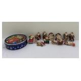 Christmas Tin of Santa Ornaments