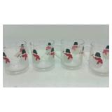 Snowmen Glass Mugs Set of Four