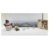 Misc Lot of Snowmen: Ornaments Lighted Plaque