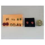 Christmas Jewelry: Wreath Pin & Earrings