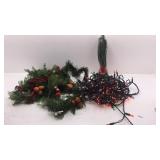 Miniature Christmas Tree Garland with Red Ribbon