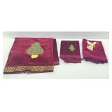 Embroidered Burgundy Bath Towel and Hand Towels