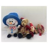 Holiday Plushies: Bears Snowman Santa Reindeer