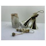 Lighted Christmas Jar and  Gold Hanging Bells