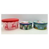Christmas Cookie Tins and a Plastic Container