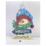 Metal Welcome Snowman Sign
