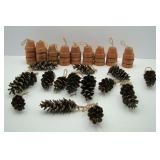 Rustic Terracotta Pot  Pine Cone Ornaments