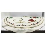 White Felt Christmas Tree Skirt with Sequin Santa