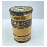 Suprex Brand Boric Acid Advertising Tin