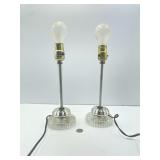 Pair of Clear Glass Table/Nightstand Lamps