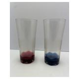 Tupperware 16 Oz Plastic Tumblers Red and Blue