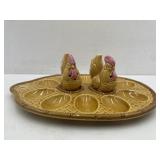 Yellow Chicken S&P Shakers and Deviled Egg Plate