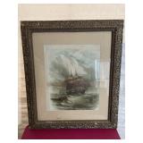 Framed Sailing Ship Print 29" Tall x 22" Wide
