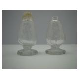 Etched Glass Salt and Pepper Shakers