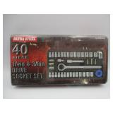 New 40pc 1/4' & 3/8' Dr Socket Set