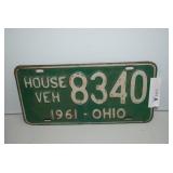 OHIO 1961 License Plate 8340