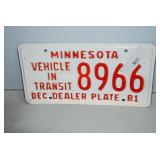 Minnesota 81 Dealer License late 8966