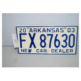 2003 Arkansas License Plate FX 87630