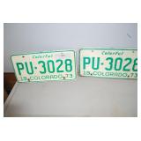 (2) 1973 Colorado License Plates PUï¿½3028