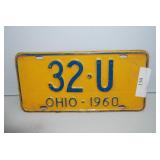 OHIO 1960 License Plate 32ï¿½U
