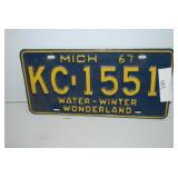 Mich 67 License Plate KC 1551