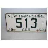 NH 1963 License Plate 513