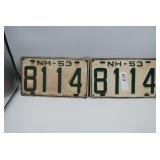 Pair NH 53 License Plates 8114