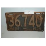Mass 1929 License Plate 36740