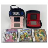 2 Nintendo DS game consoles and 3 games, 2 soft