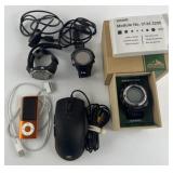 Group of watches, iPod and mouse, Casio
