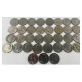 35 Eisenhower dollar coins, (2)1971, (6)1972,