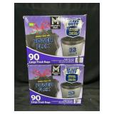 2- 90ct. Boxes of Large 33-Gallon Trash Bags