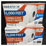 2- 6ct. Boxes of Marathon Jumbo 2-Ply Toilet