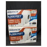 2- 6ct. Boxes of Marathon Jumbo 2-Ply Toilet