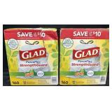 2- 160ct. Boxes of Glad Force Flex StrengthGuard