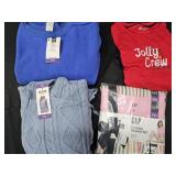Women's size 2XL sweatshirts and pajama sets.