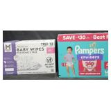 Pampers size 4 diapers 148 count. Baby wipes 1152