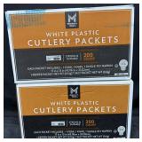 2- 200ct. Boxes of White Plastic Cutlery Packets